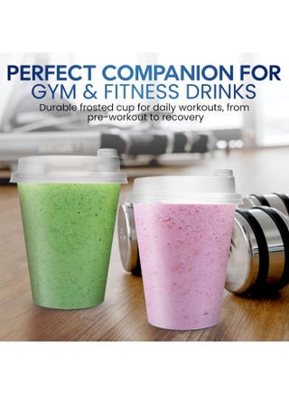 SNH Packing 50 Pack 12 oz Clear Frosted Plastic Cups with Sip-Thru Lids & Plug - Reusable Iced Coffee Cups, Smoothie Plastic Cups with Lids for Cold Drinks, Parties, and Daily Use - view 5